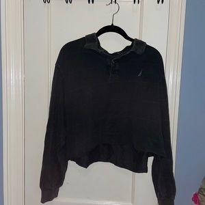 Thrifted Cropped Dark Green Dad Longsleeve Shirt